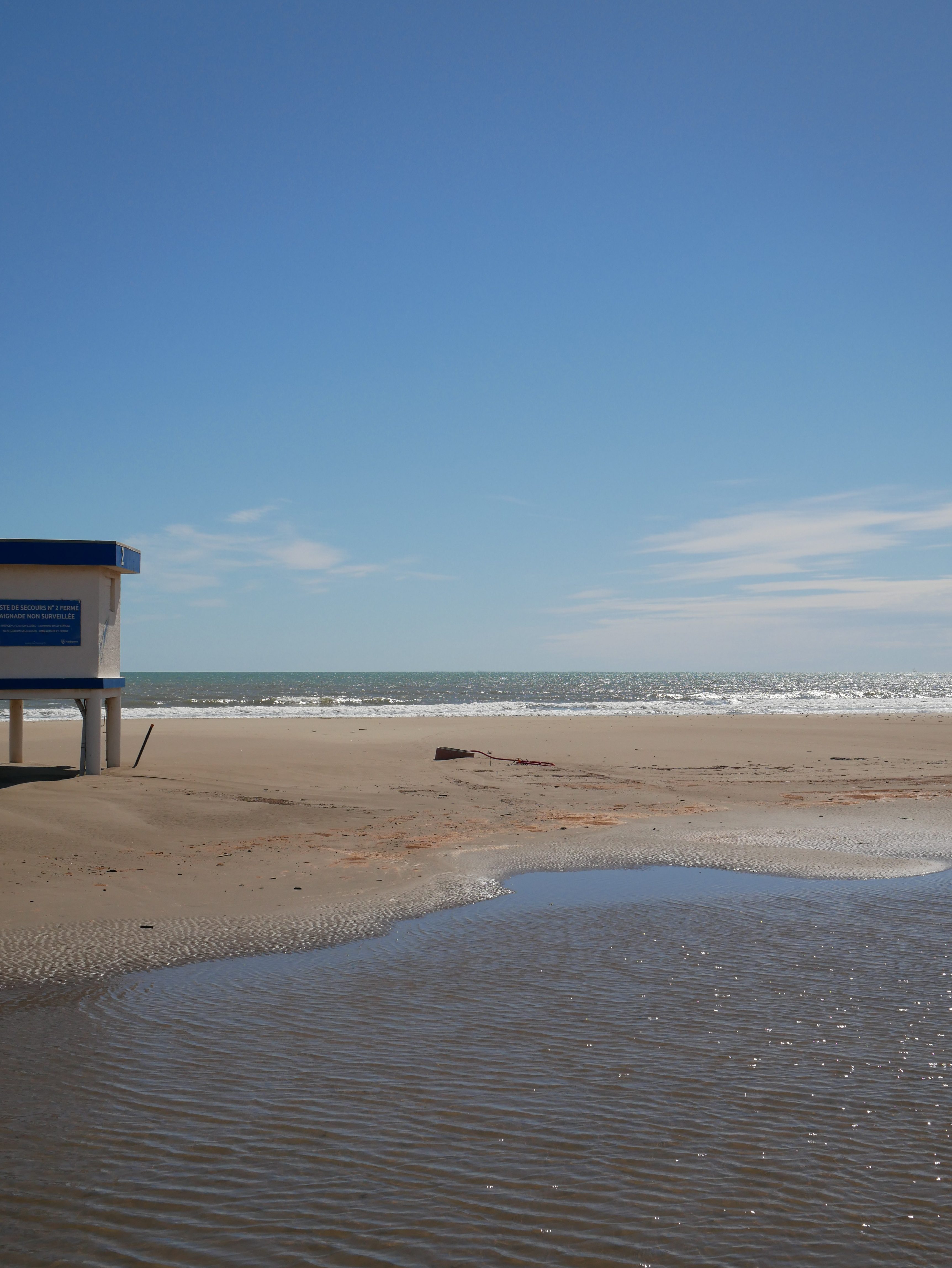 La plage de Narbonne-Plage, devant le restaurant